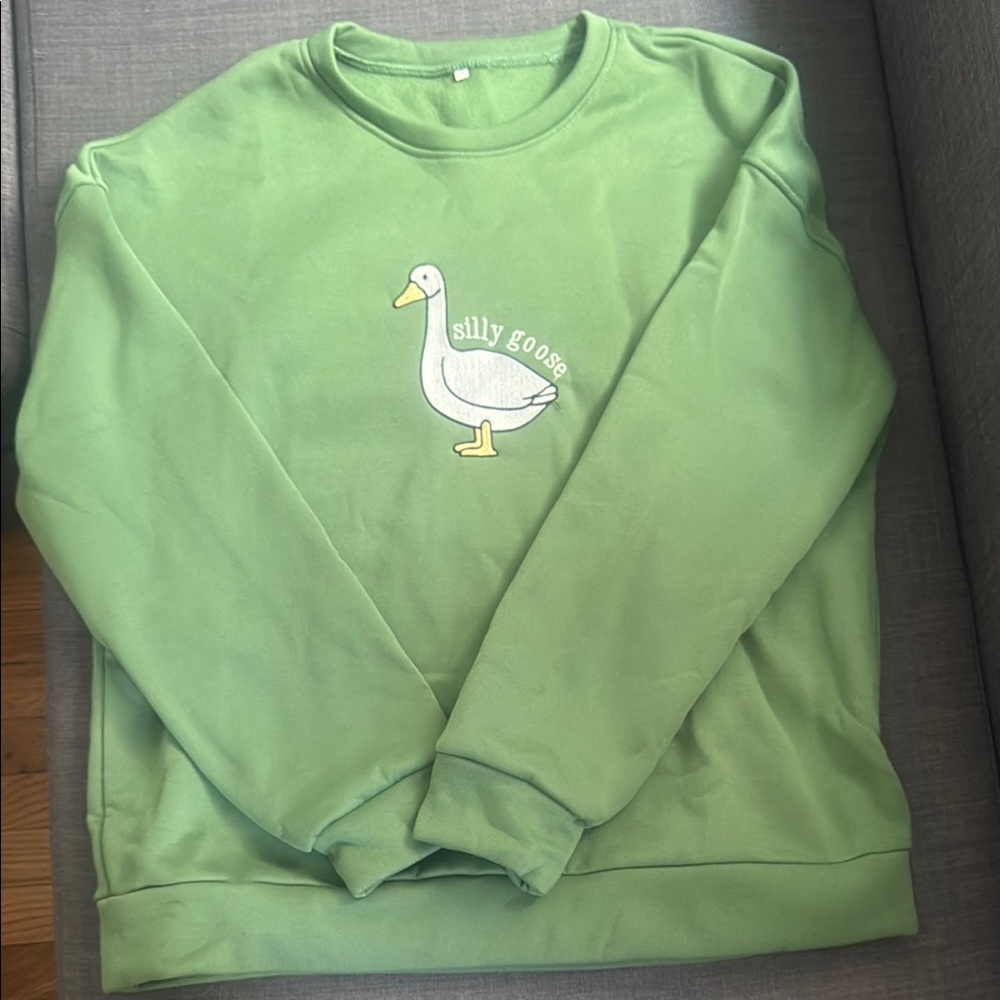 Silly Goose Green Crewneck Sweater